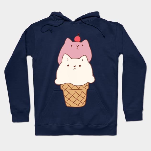 Ice cream cat strawberry and vanilla Hoodie by Mayarart